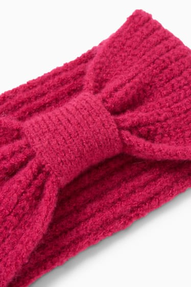 Bambini - Fascetta scaldafronte in maglia - fucsia