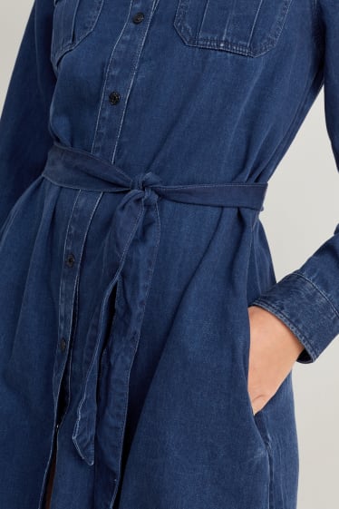 Women - Denim shirt dress - denim-dark blue