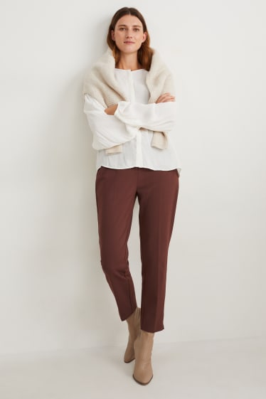 Damen - Hose - High Waist - Slim Fit - braun