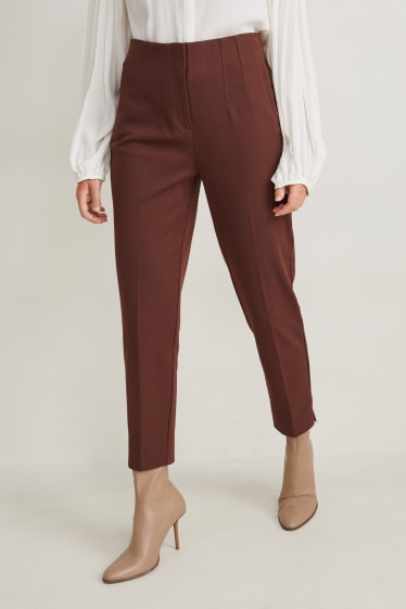 Femmes - Pantalon - high waist - slim fit - marron