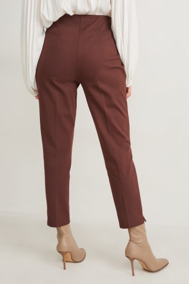 Femmes - Pantalon - high waist - slim fit - marron