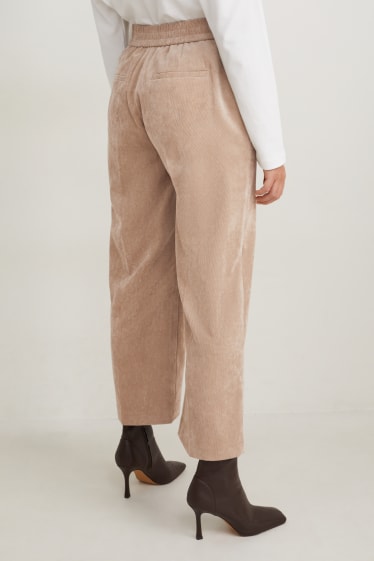 Dona - Pantalons de pana - mid waist - wide leg - beix