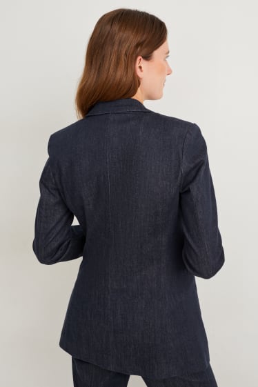 Dames - Blazer van spijkerstof - relaxed fit - jeansdonkerblauw