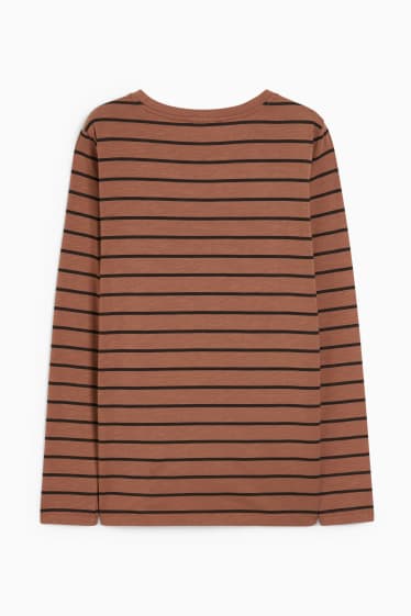 Mujer - Camiseta de manga larga de lactancia - de rayas - marrón