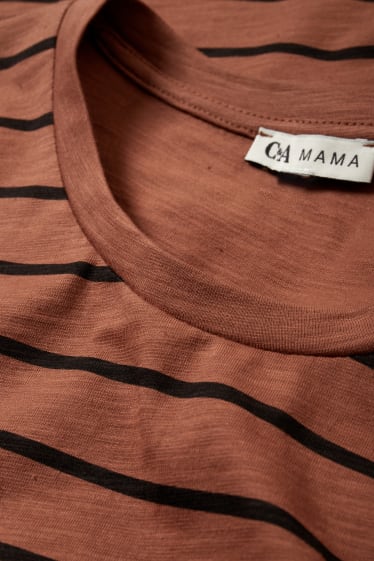 Mujer - Camiseta de manga larga de lactancia - de rayas - marrón