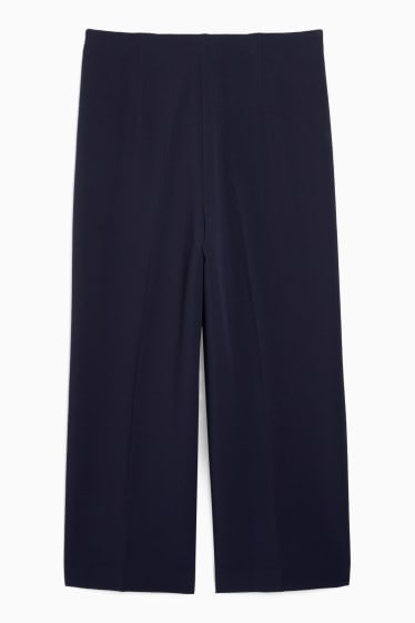 Donna - Pantaloni - vita alta - gamba larga - blu scuro