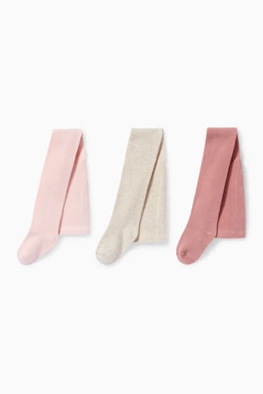 Enfants filles - Lot de 3 paires - collants - rose