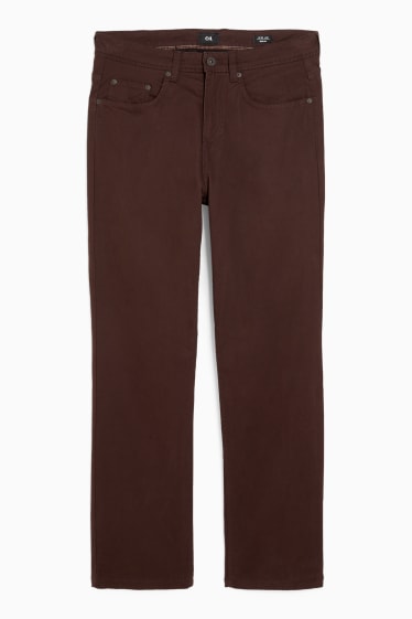 Hommes - Pantalon doublé - regular fit - marron foncé