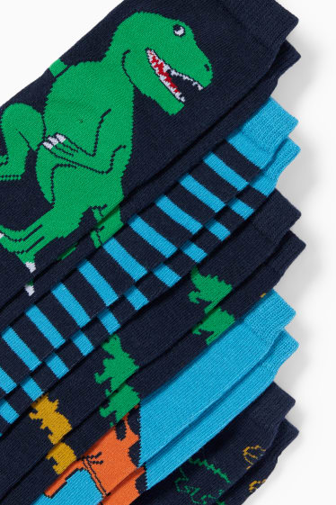 Enfants - Lot de 5 paires - Dinosaure - chaussettes à motif - bleu