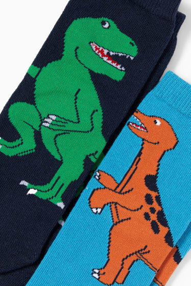 Copii - Băieți - Multipack 5 perechi - Dino - șosete cu motive - albastru