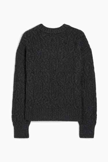 Kobiety - Sweter z wzorem warkocza - ciemnoszary