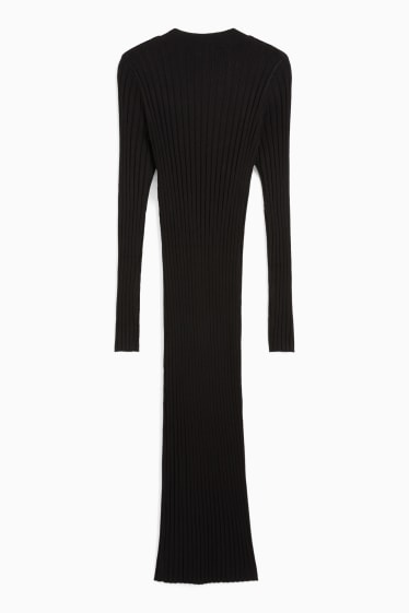 Damen - Figurbetontes Strickkleid - schwarz