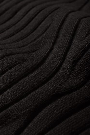 Damen - Figurbetontes Strickkleid - schwarz