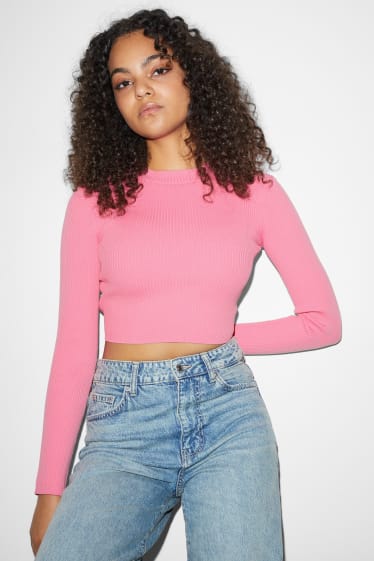 Damen - Crop Pullover - pink