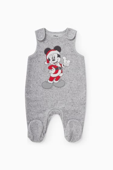 Bébés - Mickey Mouse - ensemble avec grenouillère de Noël - gris chiné