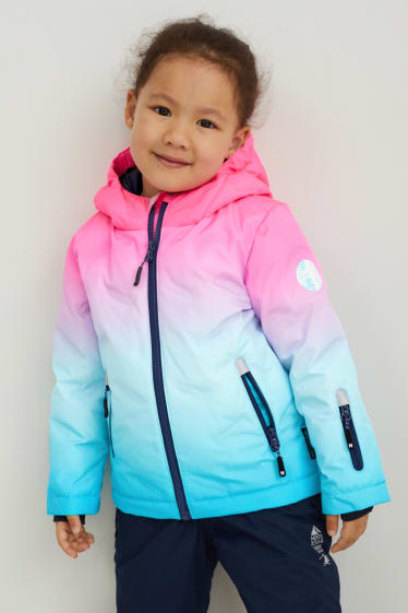 Kinder - Skijacke mit Kapuze - wasserabweisend - neon-pink