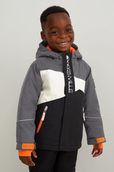 Enfants garçons - Veste de ski à capuche - gris foncé