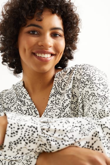 Women - Blouse - patterned - white / black