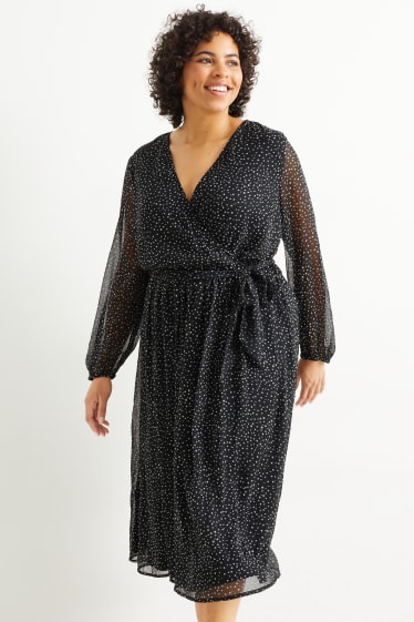 Women - Wrap dress - polka dot - black / white