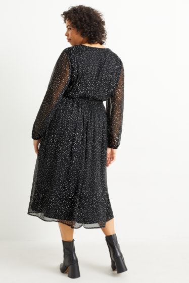 Women - Wrap dress - polka dot - black / white