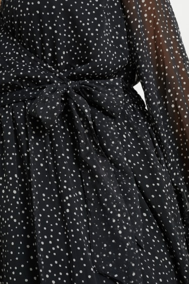 Women - Wrap dress - polka dot - black / white