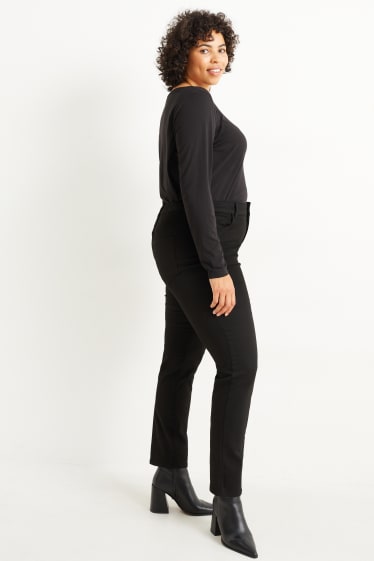 Damen - Straight Jeans - High Waist - schwarz