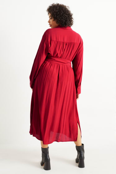 Femmes - Robe-chemisier en viscose - rouge foncé