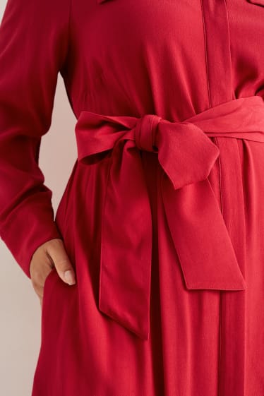 Femmes - Robe-chemisier en viscose - rouge foncé