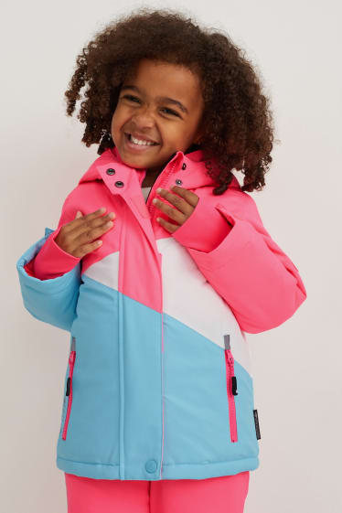 Enfants filles - Veste de ski à capuche - rose fluo