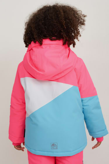 Enfants filles - Veste de ski à capuche - rose fluo