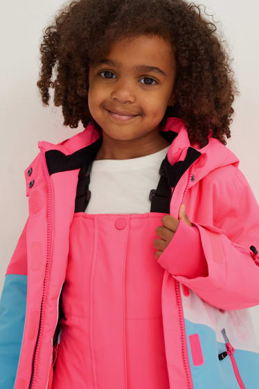 Enfants filles - Veste de ski à capuche - rose fluo