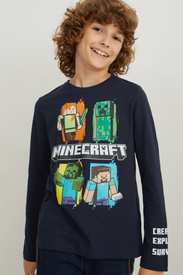 Enfants garçons - Minecraft - haut à manches longues - bleu foncé