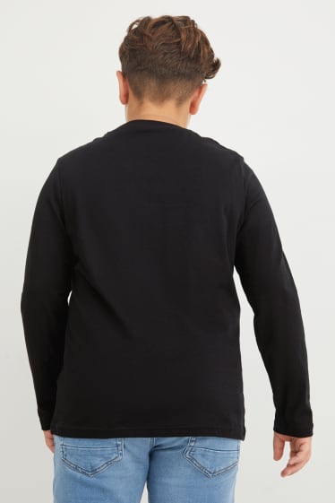 Copii - Băieți - Mărimi extinse - multipack 2 buc. - tricou cu mânecă lungă - negru