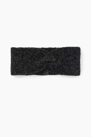 Kinder Mädchen - Chenille-Stirnband mit Knotendetail - schwarz