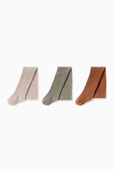 Bébés - Lot de 3 paires - collants - vert