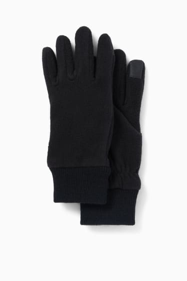 Enfants - Gants pour écran tactile en polaire - noir