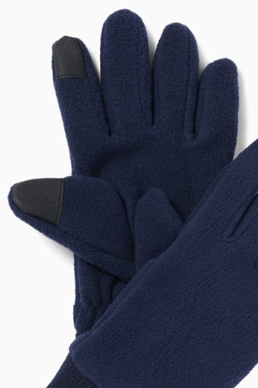 Enfants filles - Gants pour écran tactile en polaire - bleu foncé