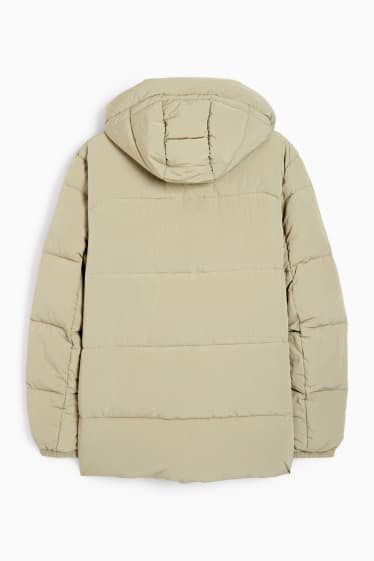 Men - Quilted jacket with hood - mint green