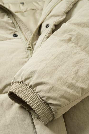 Heren - Gewatteerde jas met capuchon - mintgroen