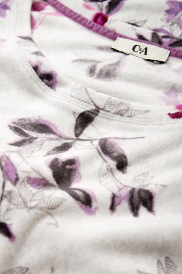 Dona - Camisa de dormir de vellut - de flors - gris clar
