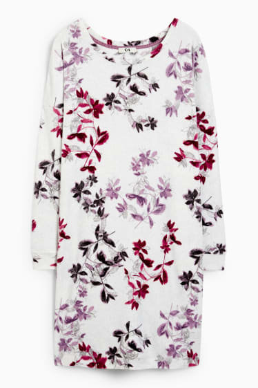 Dona - Camisa de dormir de vellut - de flors - gris clar
