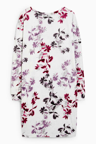 Dona - Camisa de dormir de vellut - de flors - gris clar