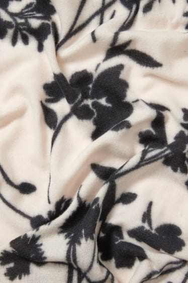Dames - Sjaal - gebloemd - zwart / beige