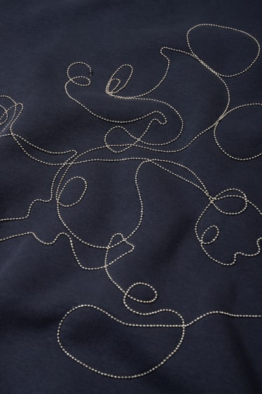 Women - Sweatshirt with chain appliqué - Mickey Mouse - dark blue