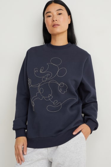 Femei - Bluză de molton cu aplicație cu lanț - Mickey Mouse - albastru închis
