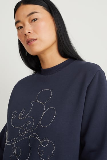 Femei - Bluză de molton cu aplicație cu lanț - Mickey Mouse - albastru închis