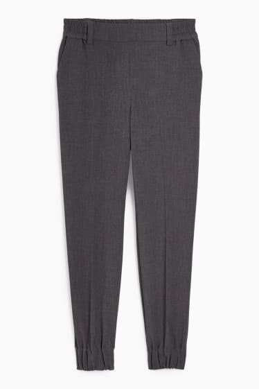 Women - Cloth trousers - high waist - dark gray