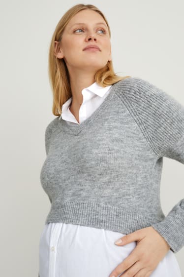 Mujer - Jersey premamá - look 2 en 1 - gris claro