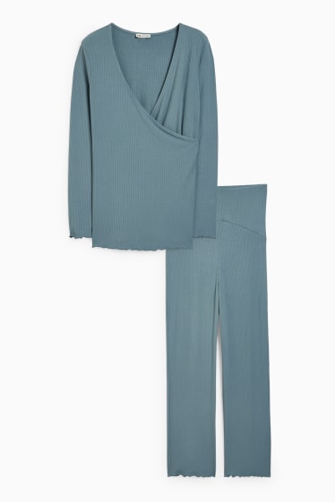 Damen - Still-Pyjama - türkis