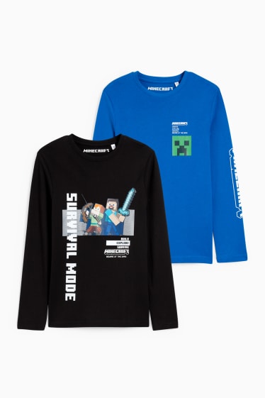Enfants garçons - Lot de 2 - Minecraft - hauts à manches longues - noir